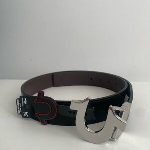 True Religion Reversible Black and Brown Leather Belt Size 32 and 34